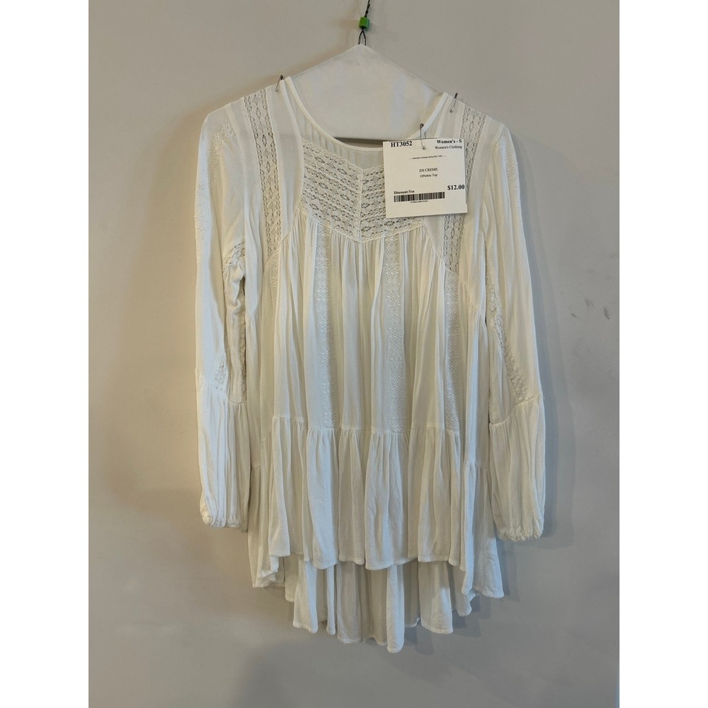EN CREME Offwhite Lace Top Fairycore S